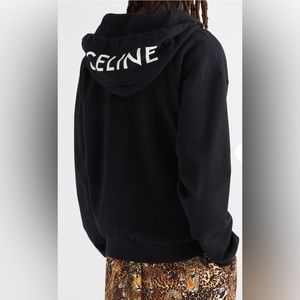 Mens Celine Hoodie In Cotton Fleece Black / White